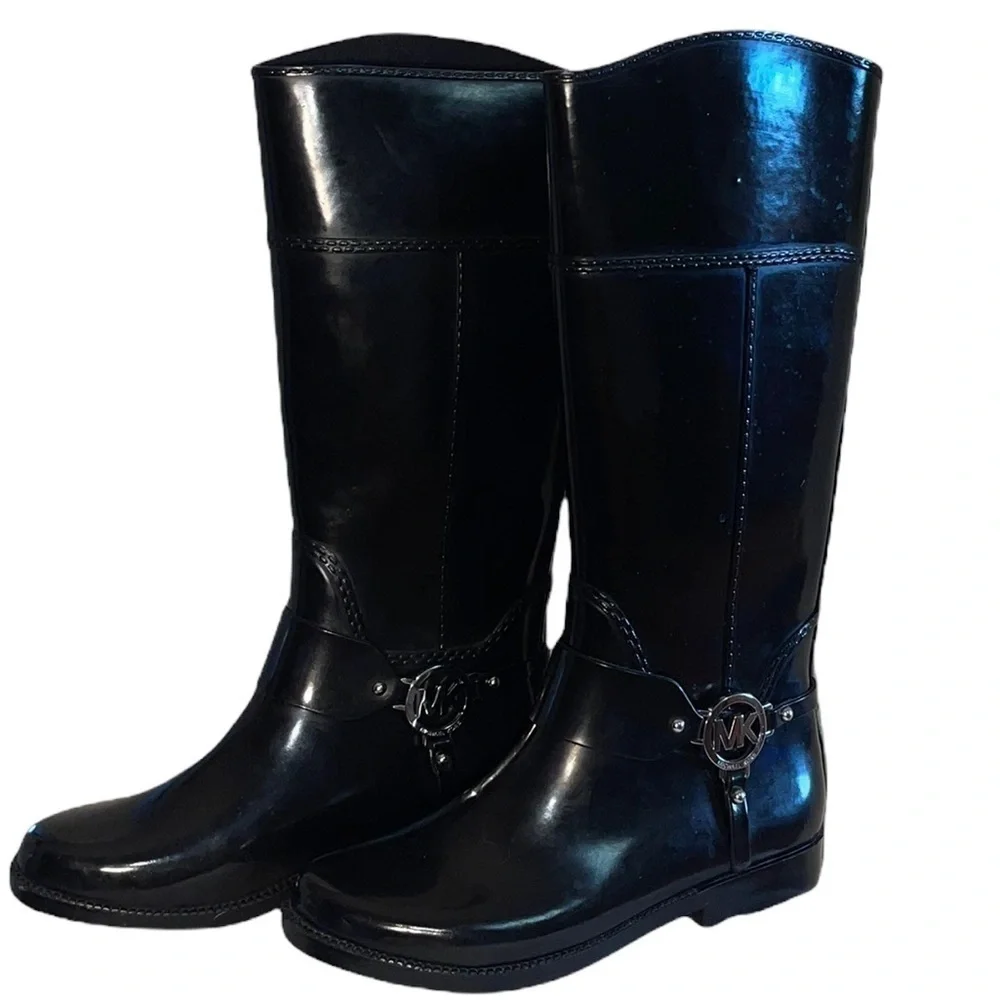 Michael Kors Black Fulton Rain boots size 8 EUC - Picture 5 of 10